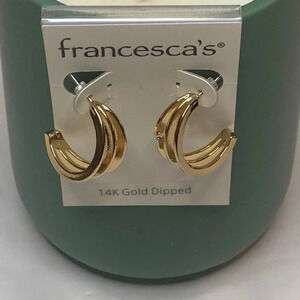Triple Hoop Gold Earrings 14 Karat Gold Dipped